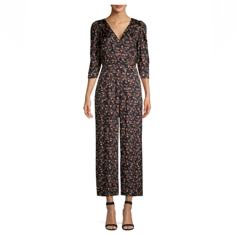 Rebecca Taylor Silk Floral Black Jumpsuit - Size 6
